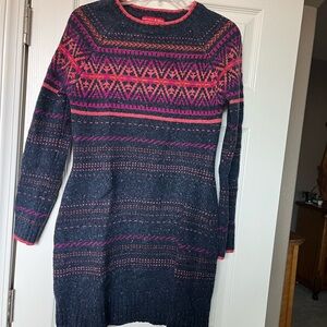 Patterned Knit Dress in Pink and Blue